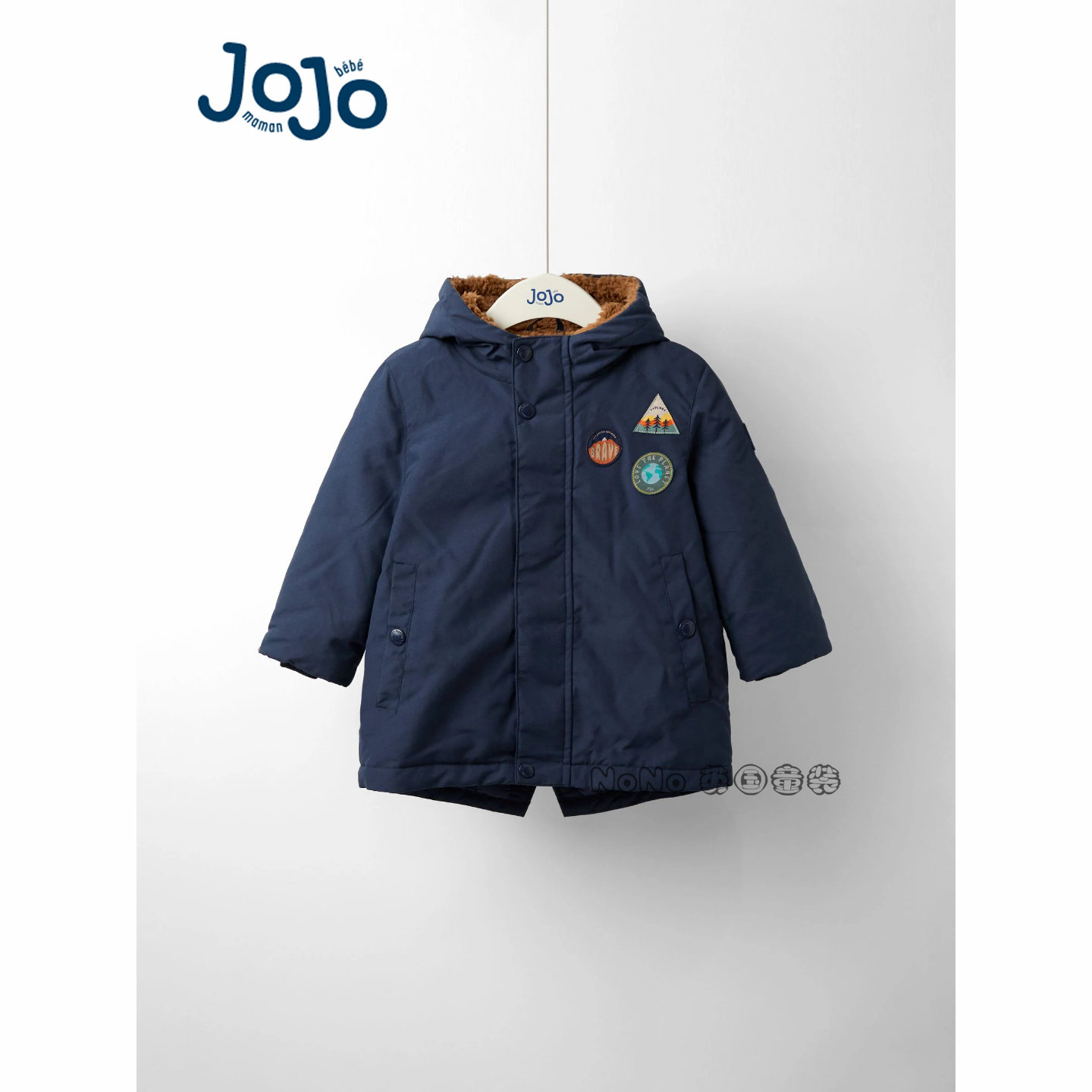 代购英国JoJo Maman Bebe男童深蓝色徽章外套加厚棉服冬季F34-888