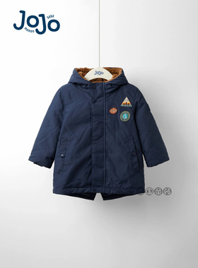 代购英国JoJo Maman Bebe男童深蓝色徽章外套加厚棉服冬季F34-888