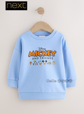 英国Next正品代购男童蓝色米奇高飞卫衣运动衫休闲1-7岁AR6-548