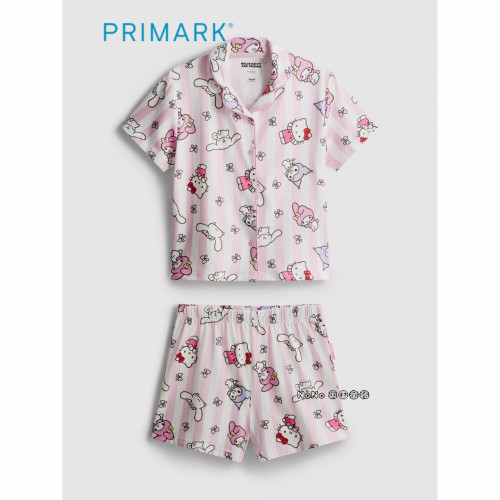英国Primark女童粉色kitty美乐蒂玉桂狗库洛米短袖家居服睡衣裤