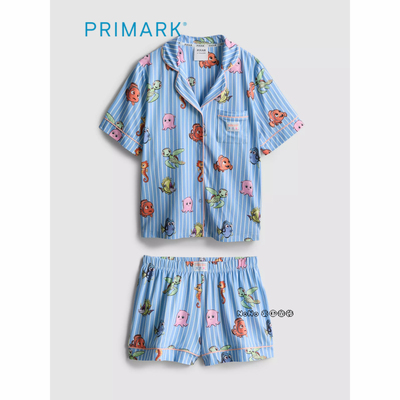 英国Primark女款成人大童蓝色迪士尼小丑鱼短袖家居服睡衣裤新款