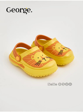 现货英国乔治George儿童黄色狮子包头凉拖鞋凉鞋洞洞鞋