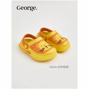 现货英国乔治George儿童黄色狮子包头凉拖鞋凉鞋洞洞鞋