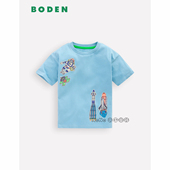 T恤全棉2 英国Mini BODEN男童蓝色宇航员火箭刺绣短袖 12岁B3154