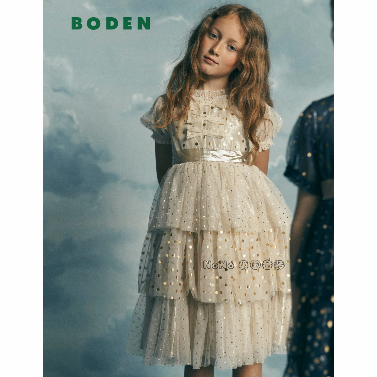 英国Mini Boden女童金色蝴蝶结礼服生日连衣裙2-12岁新款G6140