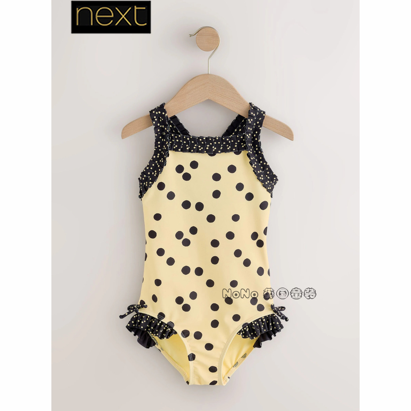 英国Next正品代购女大童黑色波点连体泳衣防晒泳裤SPF50+Y00-232