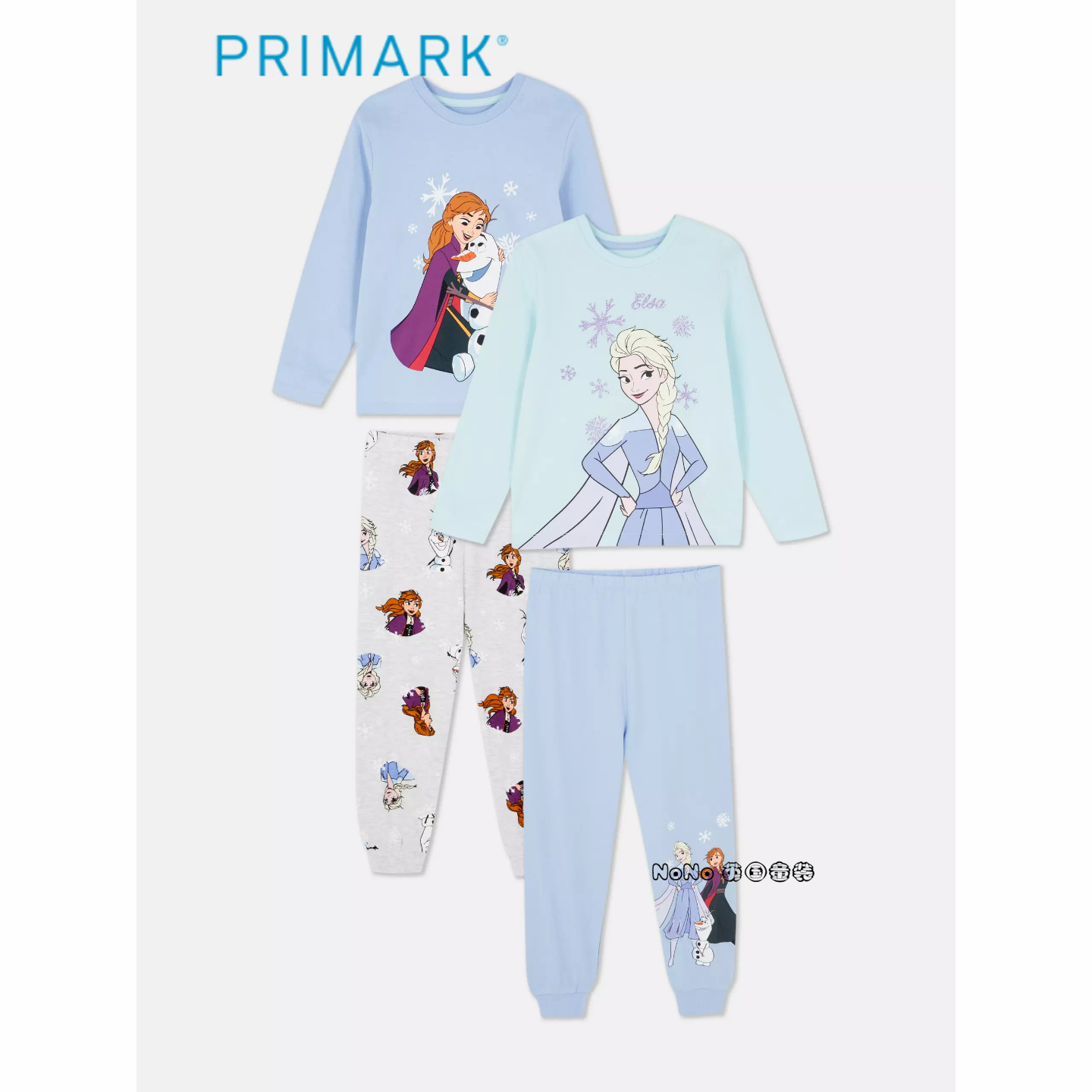 代购英国Primark正品女童爱莎安娜冰雪奇缘纯棉家居服睡衣裤纯棉