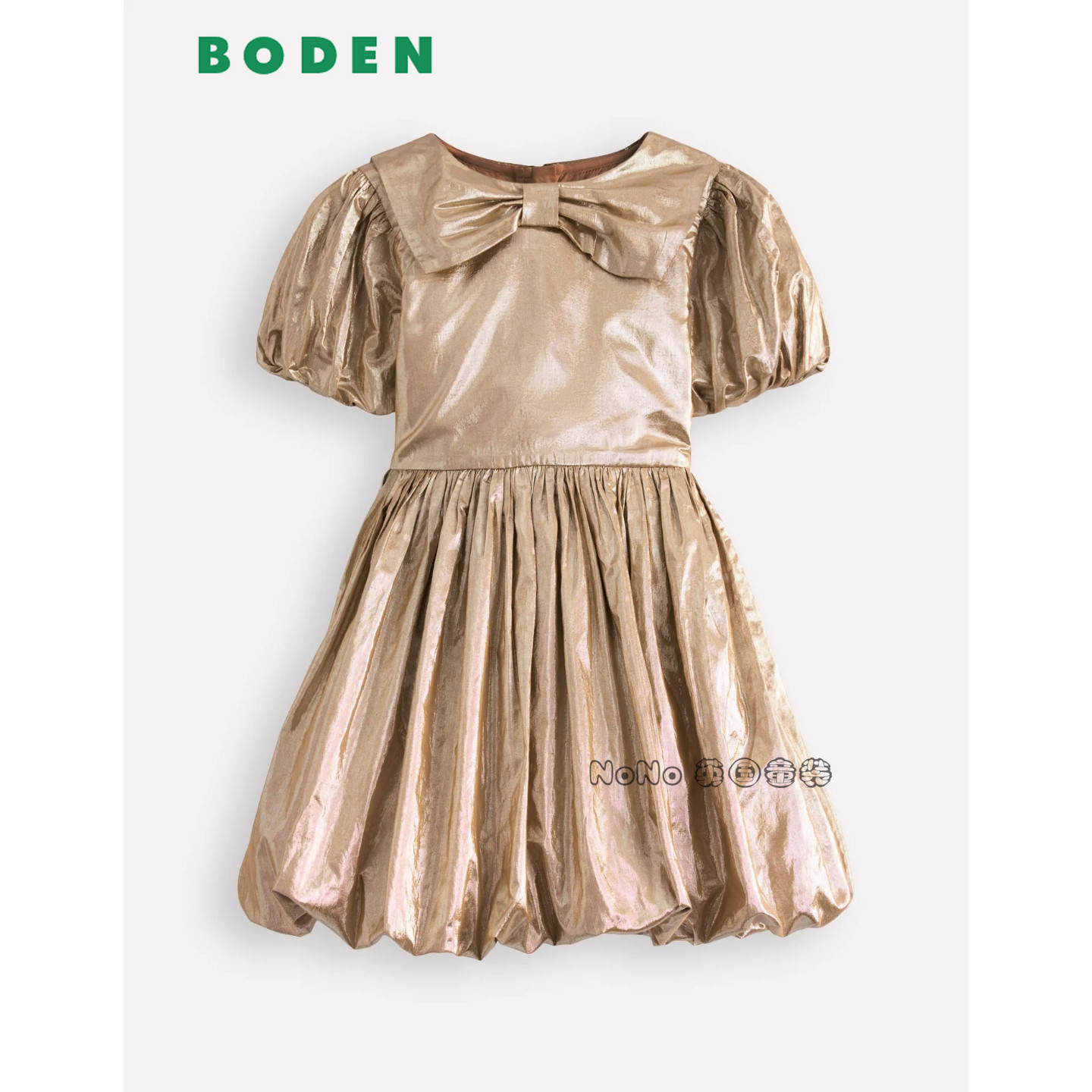 代购英国Mini Boden女童金色翻领泡泡裙礼服连衣裙2-12岁G5716