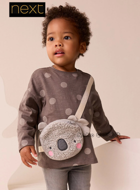 英国Next代购女童灰色波点考拉小包长袖T恤运动休闲纯棉F79-831