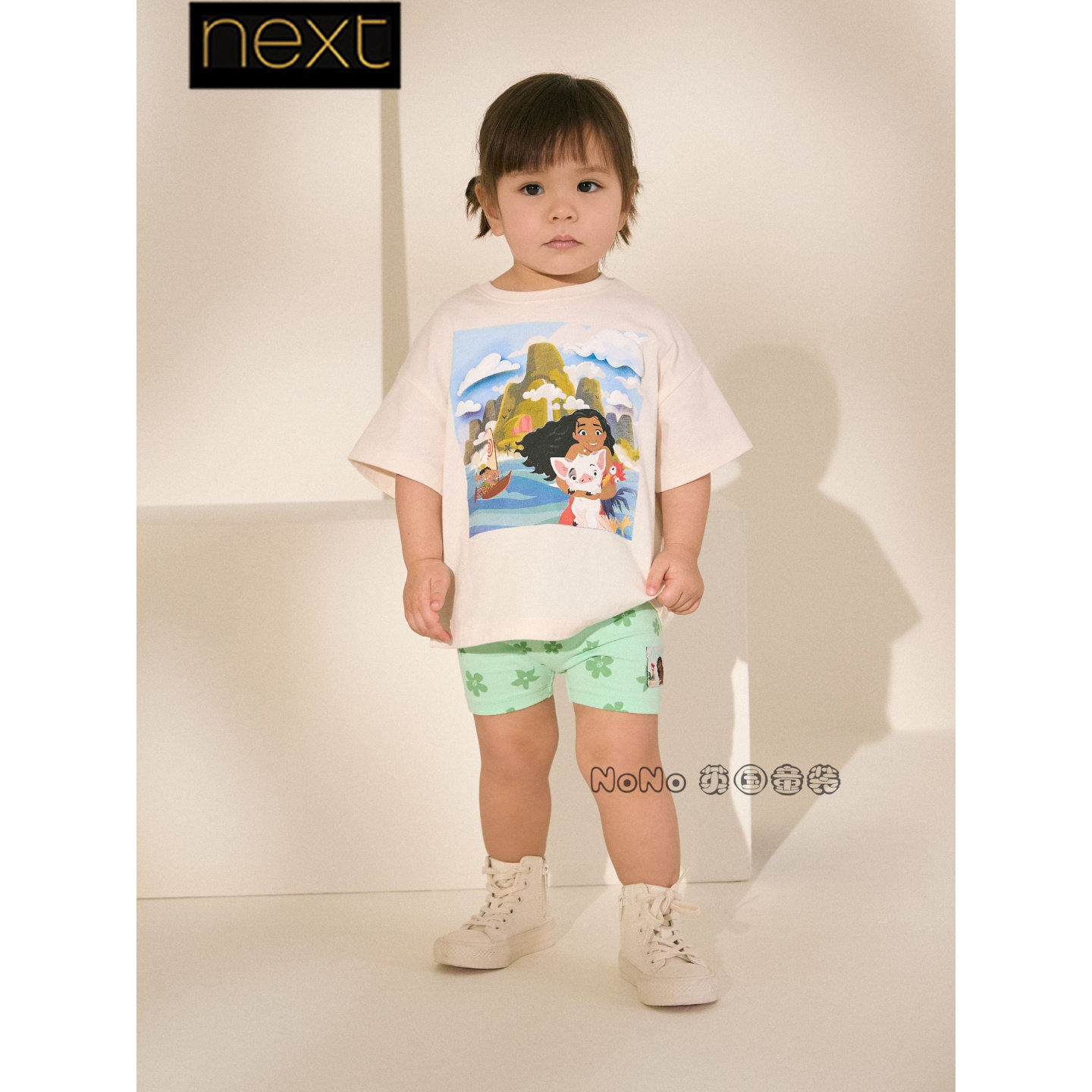 英国Next正品代购女童莫阿娜海洋奇缘T恤短裤套装1-7岁AJ2-617