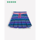 防走光2 英国Mini Boden女童蓝彩虹条纹百褶半身裙短裤 14岁G5373