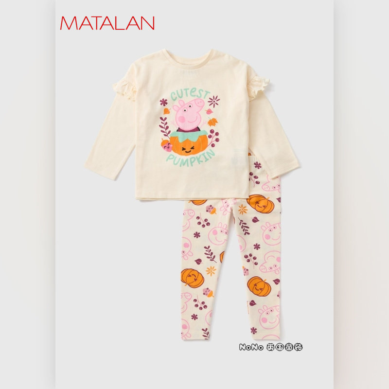 现货英国Matalan正品女童小猪佩奇长袖家居服纯棉睡衣可外穿南瓜