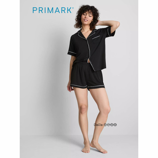 家居服短睡衣裤 代购 短袖 成人大童黑色开衫 柔软 英国Primark女款
