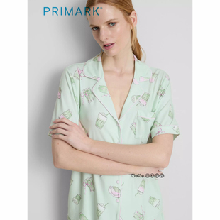 代购英国Primark女款成人大童绿色抹茶卡通开衫短袖家居服睡衣裤