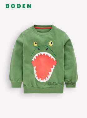 代购英国Mini Boden男童绿色立体恐龙卫衣运动衫套全棉2-8岁B3162