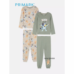 代购英国Primark儿童卡其墨绿布鲁伊宾果纯棉长袖家居服睡衣秋裤