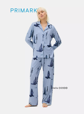 代购英国Primark女款成人大童蓝色卡通长袖家居服睡衣裤开衫