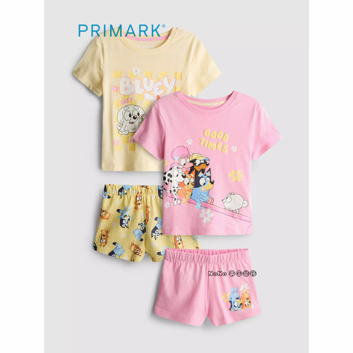 英国Primark儿童粉黄色布鲁伊宾果朋友全棉短袖家居服睡衣裤外穿