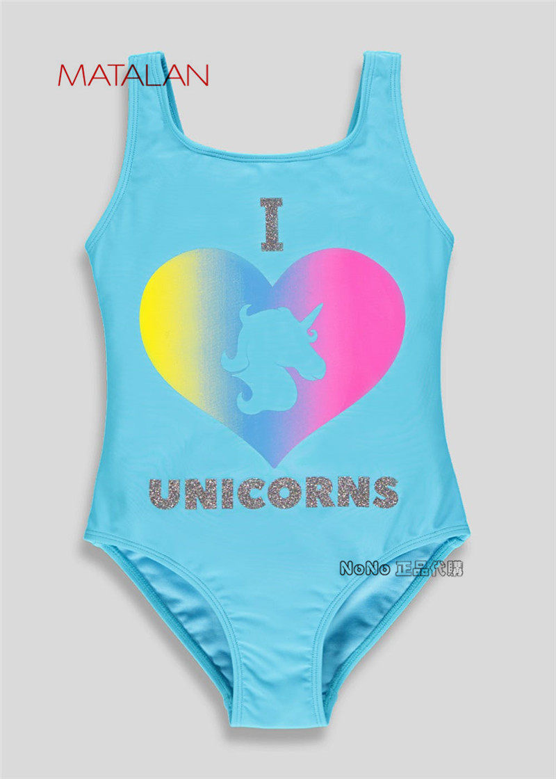 折扣现货英国Matalan正品女童蓝色女子独角兽连体泳衣S2711161
