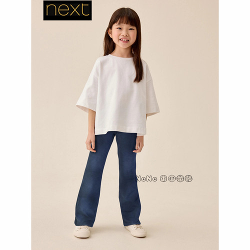 英国Next正品女大童款亲子深蓝色打底裤喇叭3-16岁新款G75-093