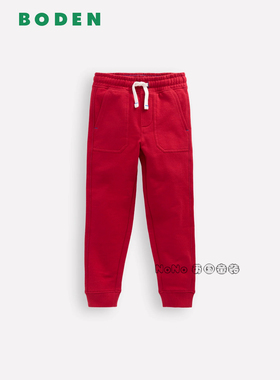 英国Mini Boden儿童新年红色全棉休闲卫裤松紧腰长裤2-14岁B3062