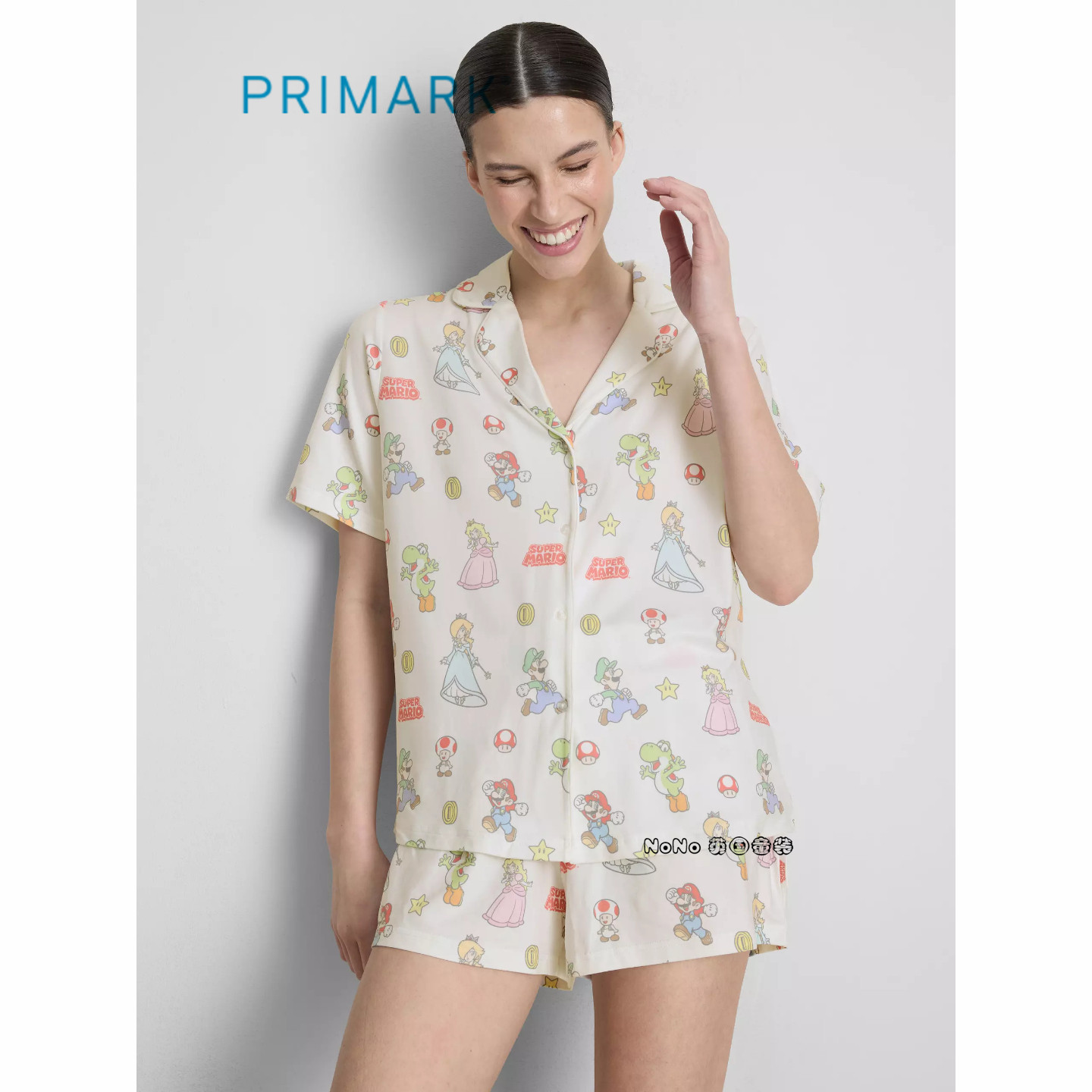 英国Primark女款成人大童马里奥蘑菇开衫短袖家居服睡衣裤新款