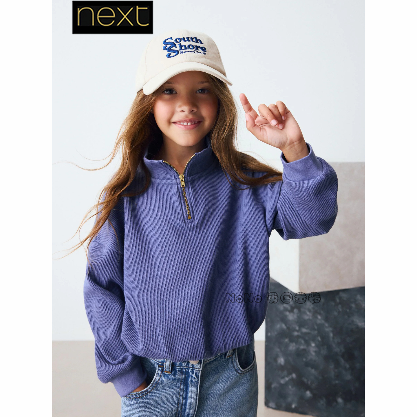 英国Next代购女大童亲子蓝色运动上衣卫衣拉链纯棉3-16岁F01-231