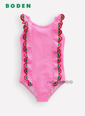 英国Mini BODEN代购粉色彩虹条吊带连体泳衣温泉防晒2-12岁G5868