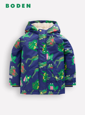 英国Mini BODEN男童蓝色青蛙防雨雪外套棉服连帽棉衣2-14岁B3065