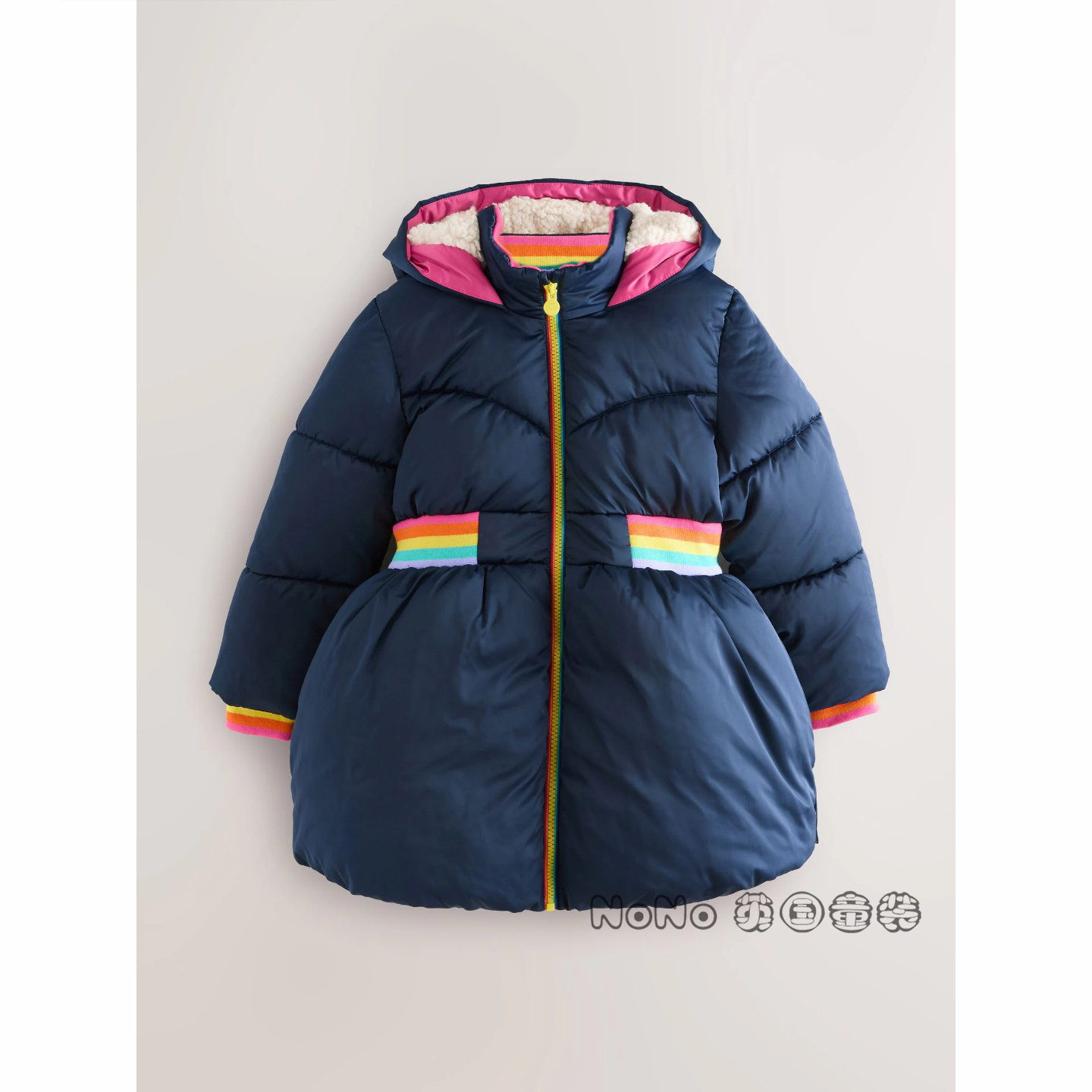 英国Little Bird女童长款彩虹深蓝加厚外套棉衣棉服1-10岁F40-769