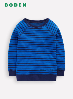 代购英国Mini BODEN正品男童蓝色条纹长袖T恤纯棉2-14岁B3112