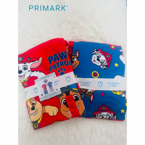 现货英国Primark儿童红蓝灰色汪汪队短袖T恤家居服睡衣裤纯棉两套