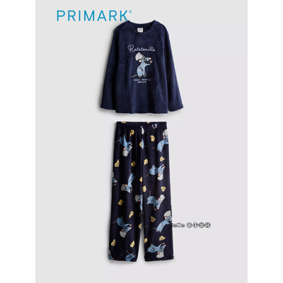 英国Primark女款成人大童料理鼠王家居服长袖睡衣长睡裤冬季暖绒