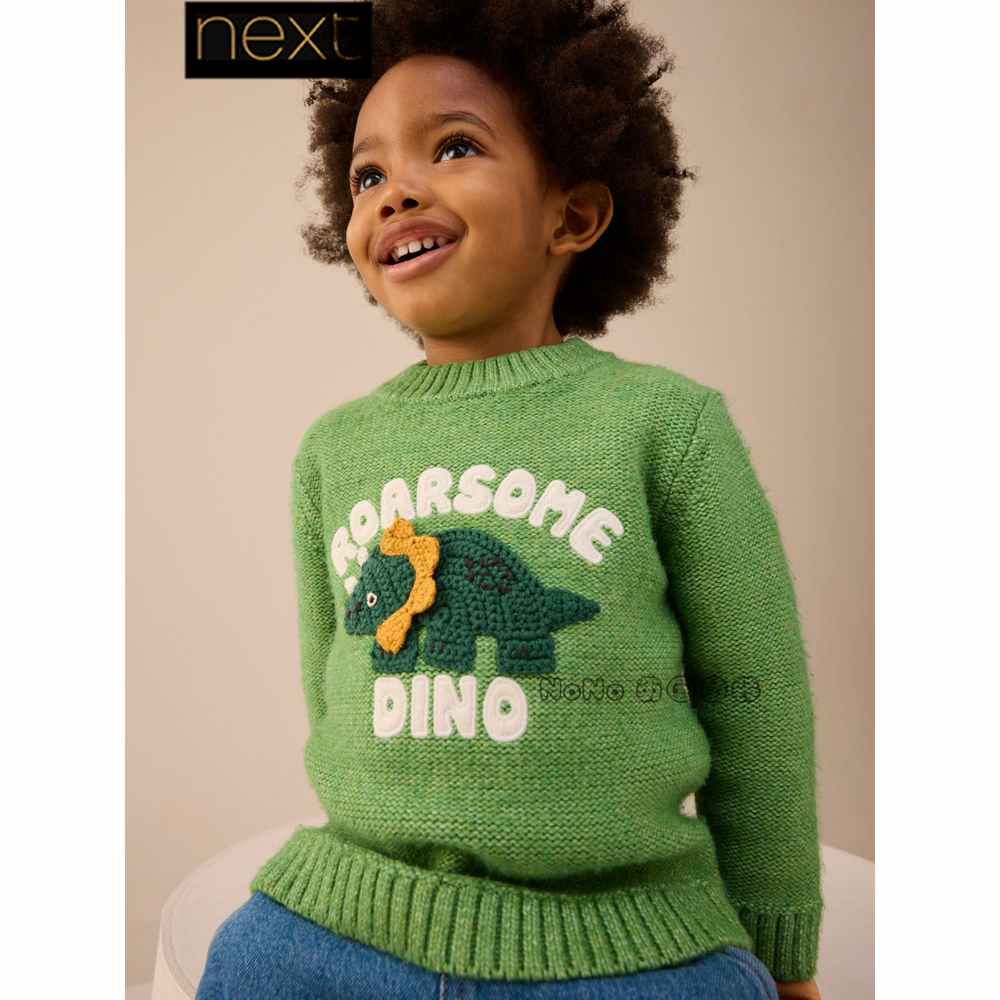 英国Next正品代购男童蓝色恐龙针织衫毛衣卡通1-7岁F70-038