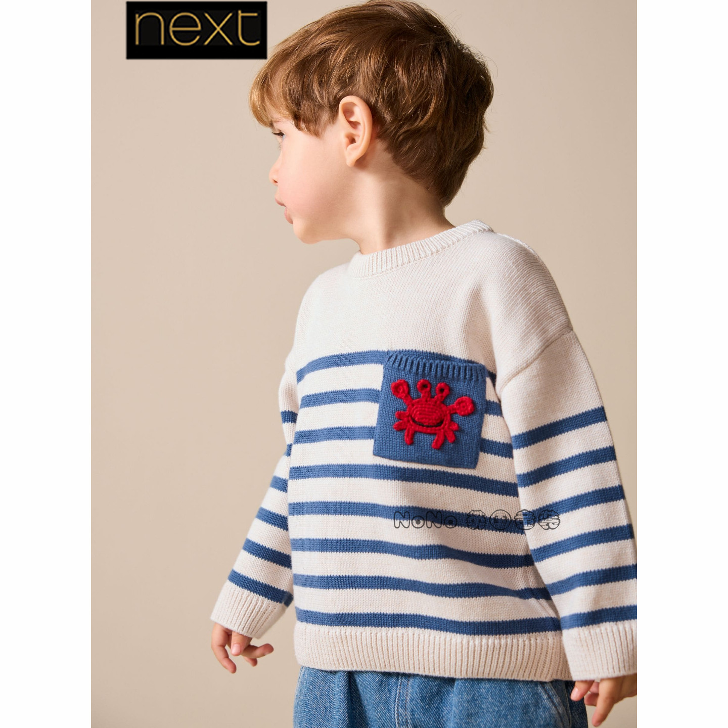 英国Next正品男童米色条纹螃蟹针织衫毛衣圆领新款1-7岁W47-024,童装/婴儿装/亲子装,毛衣/针织衫,淘宝优惠券,粉丝福利购,淘宝优惠卷