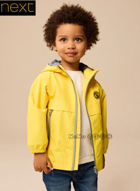 英国Next正品男童黄色恐龙风衣连帽拉链外套防风防雨Q61-758