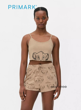 代购英国Primark女款成人大童狮子王满印吊带家居服睡衣短裤纯棉