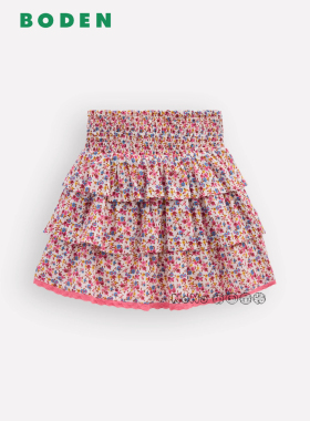 英国Mini Boden正品女童粉色碎花蛋糕多层半身裙新款2-14岁G5828
