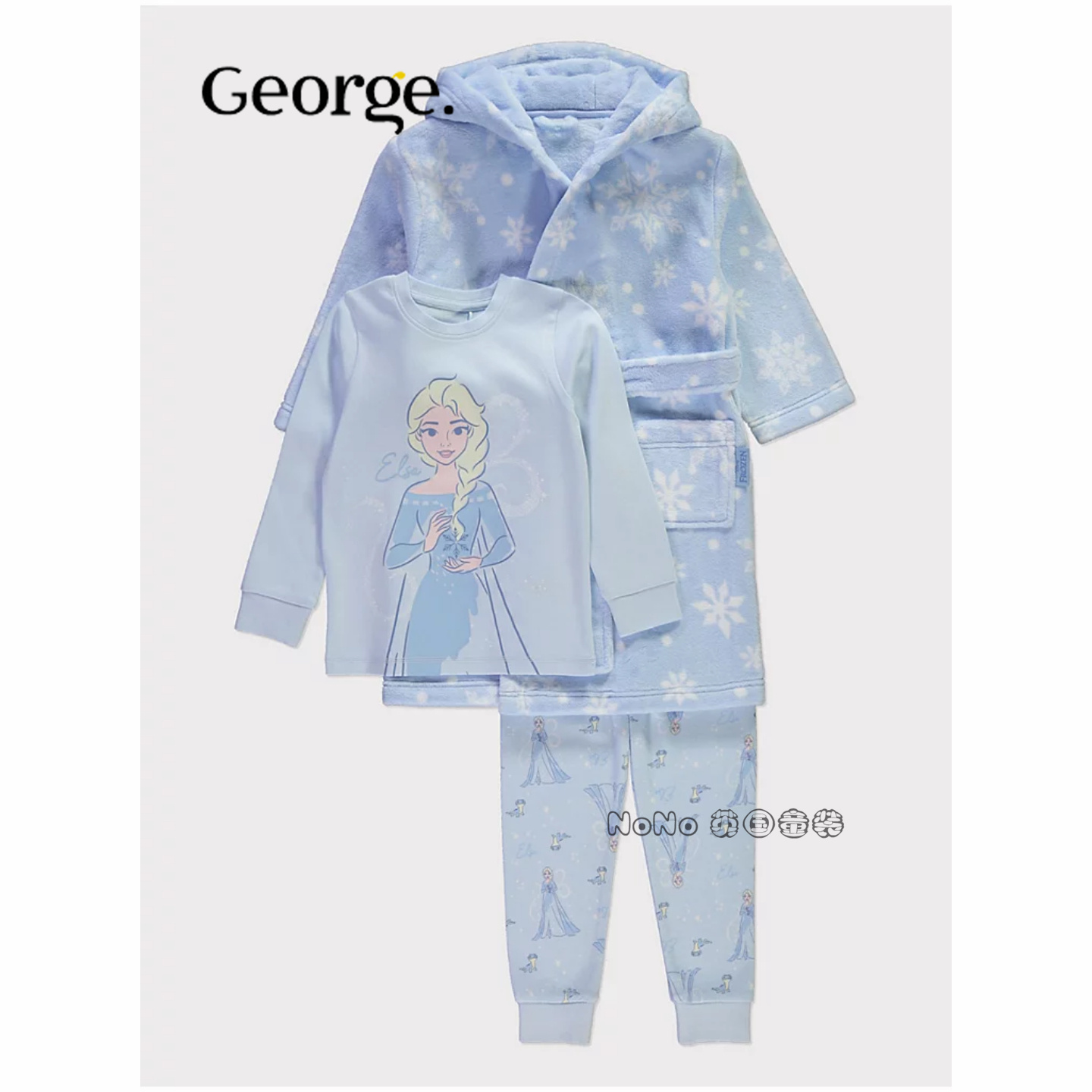 英国乔治George女童爱莎冰雪奇缘睡浴袍家居服睡衣裤纯棉1314161