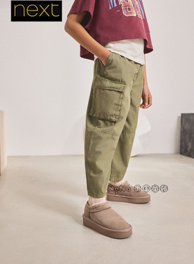 英国Next正品代购女大童亲子墨绿色休闲长裤休闲工装裤AM8-844