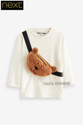 英国Next白色毛绒泰迪熊斜挎包T