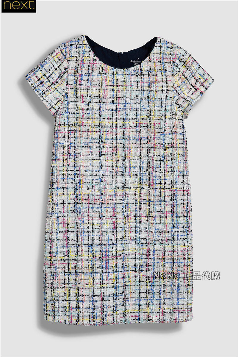 现货英国Next正品女童大童可亲子彩色格子连衣裙半袖洋装303-834