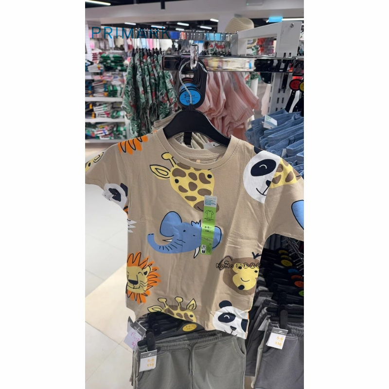现货英国PRIMARK正品儿童纯棉长颈鹿大象熊猫动物园短袖T恤纯棉