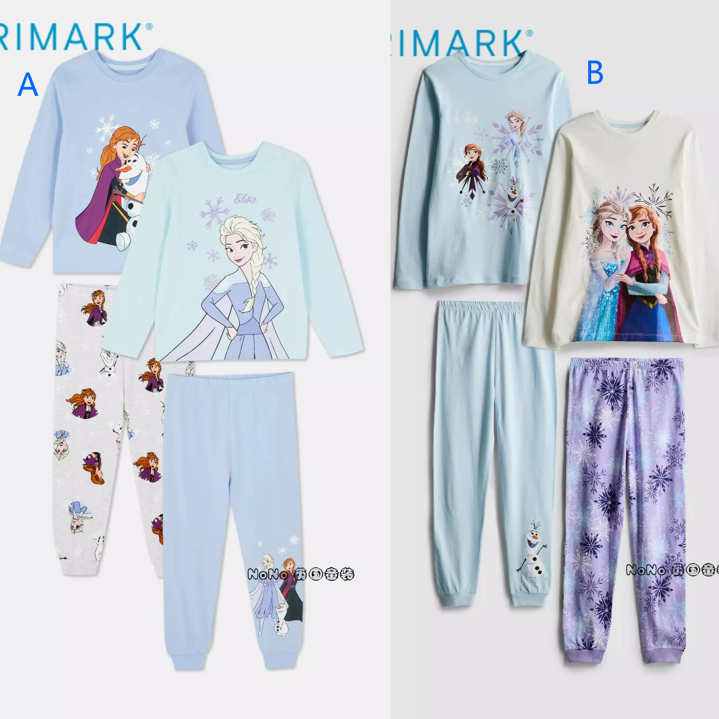 现货英国Primark正品女童爱莎安娜冰雪奇缘纯棉家居服睡衣裤纯棉