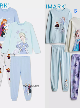 现货英国Primark正品女童爱莎安娜冰雪奇缘纯棉家居服睡衣裤纯棉