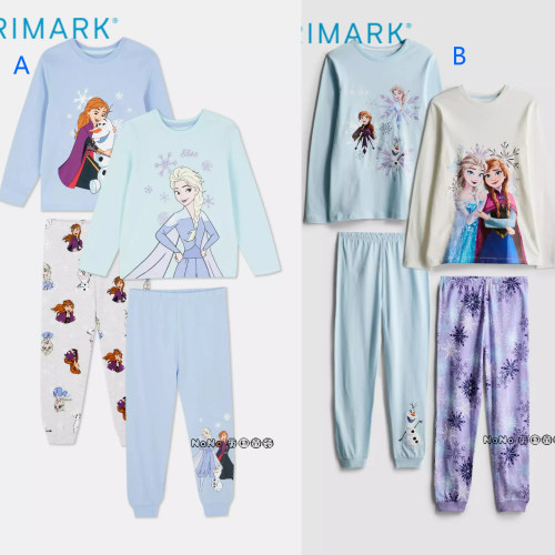 现货英国Primark正品女童爱莎安娜冰雪奇缘纯棉家居服睡衣裤纯棉