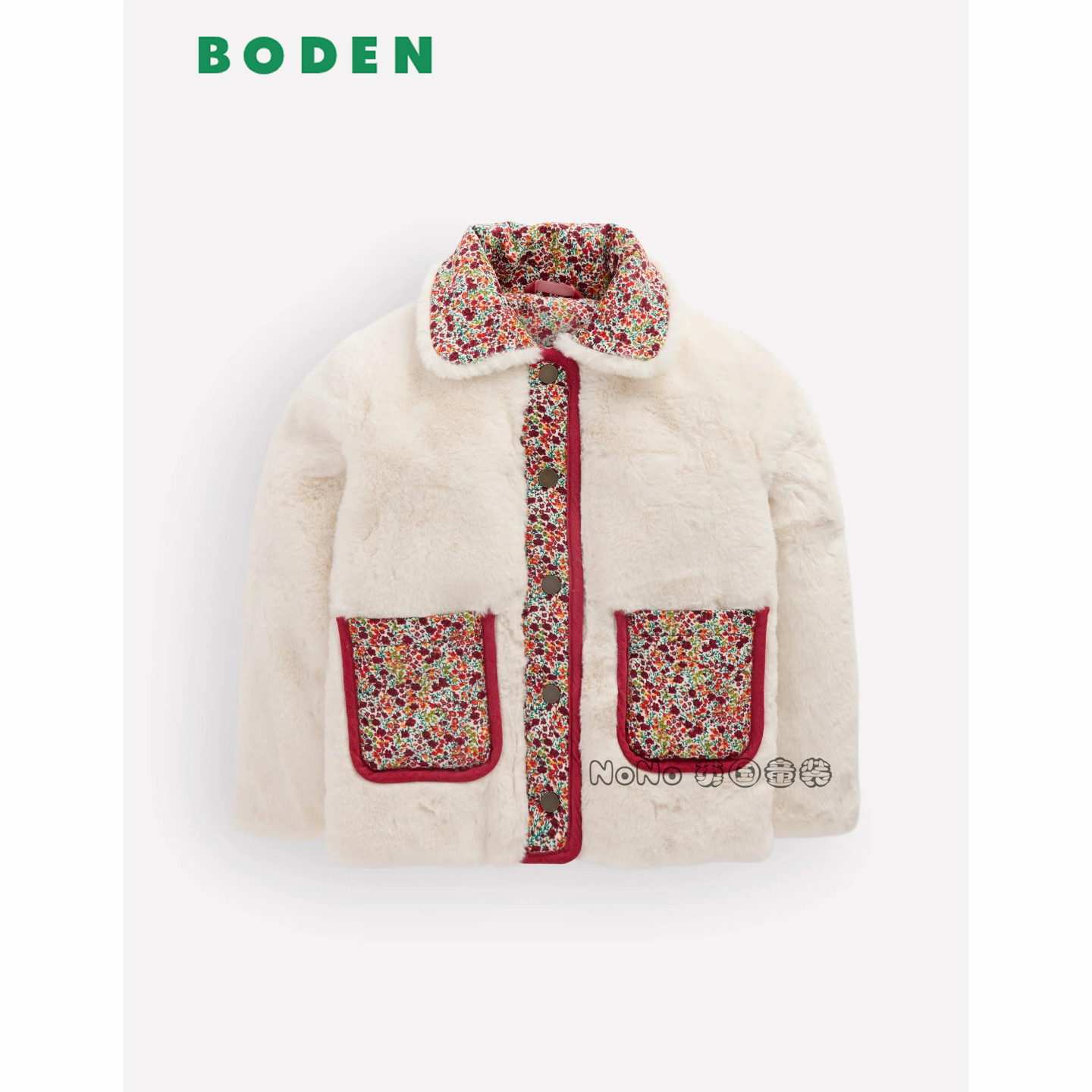 英国Mini BODEN女童娃娃翻领毛毛碎花外套棉服加厚2-14岁G6144