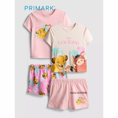 英国Primark代购儿童粉色狮子王短袖家居服睡衣裤柔软全棉2套装