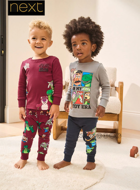 英国Next男童红灰色玩具总动员家居服睡衣秋裤1-8岁纯棉F00-369