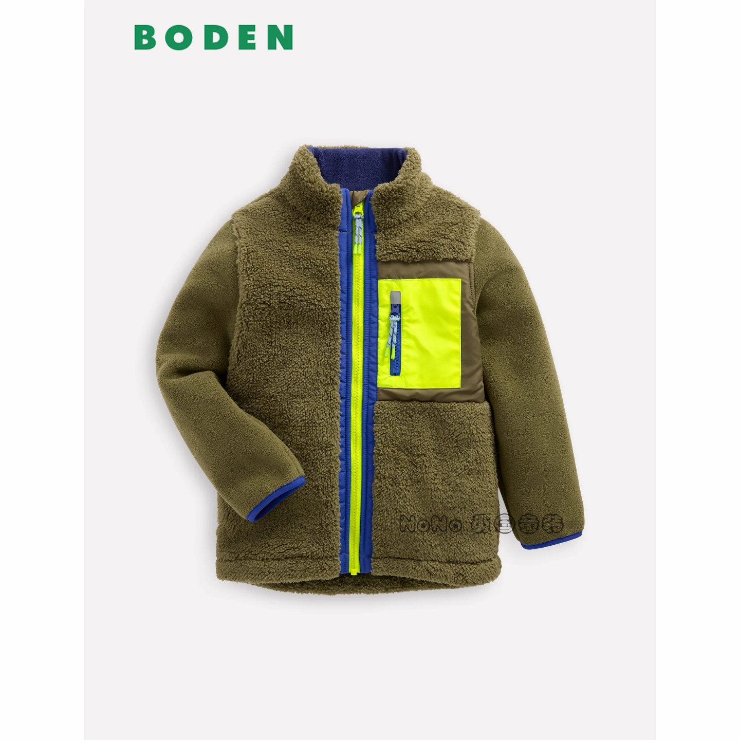 代购英国Mini BODEN男童墨绿色外套羊羔毛棉服加厚2-14岁B3088
